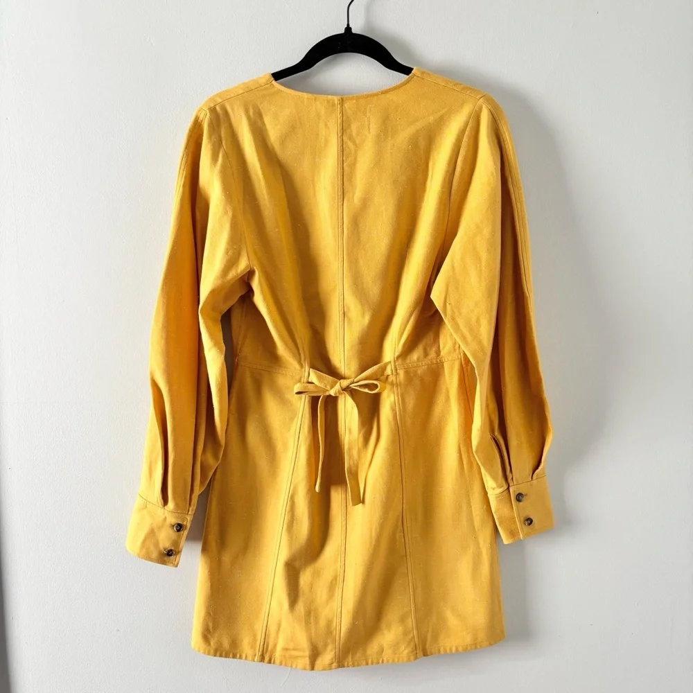 & Other Stories NWT Tailored Puff Sleeve Mini Dress V-Neck Structured Yellow - Picture 4 of 6